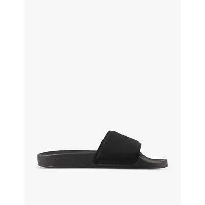 Sandro Mens Noir / Gris Logo-embossed Rubber Pool Slides