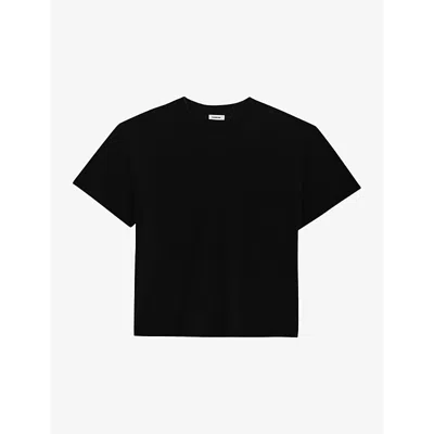 Sandro Mens Noir / Gris Relaxed-fit Short-sleeve Cotton T-shirt