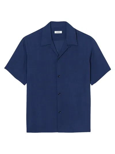 Sandro Men's Shark Collar Shirt In Navy Blue