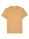 Sandro Mens Yellow Logo-embroidered Short-sleeves Cotton-jersey T-shirt In Brown