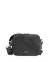 Sandro Mens Noir / Gris Logo-embellished Leather Cross-body Bag In Black