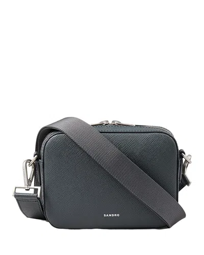Sandro Men's Small Saffiano Leather Bag In Gray