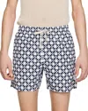 Sandro Cross Swim Trunks In Ecru Navy