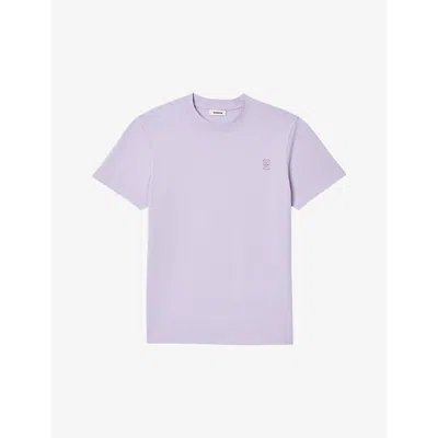 Sandro Mens Violets Logo-embroidered Regular-fit Cotton T-shirt