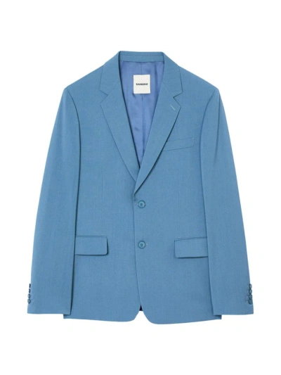 Sandro Men's Wool Suit Jacket In Blue Grey