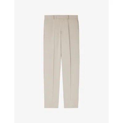 Sandro Mens Aluminum Regular-fit Straight-leg Wool Trousers Xxl In Neutral