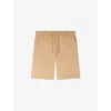 Sandro Mens Beige Drawstring-waist Stretch Cotton-blend Shorts In Brown