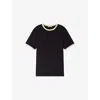 Sandro Contrast-trim T-shirt In Black