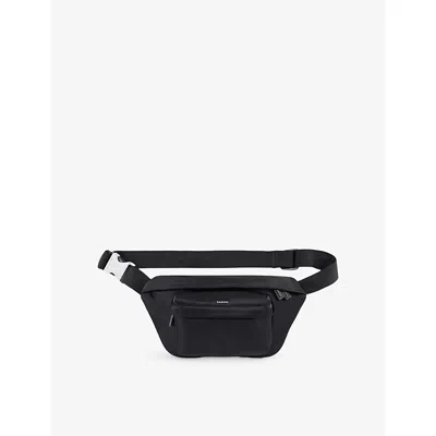 Sandro Mens Black Branded Shell Belt Bag