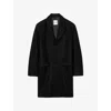 Sandro Mens Black Button-up Regular-fit Wool And Cashmere-blend Coat In Black