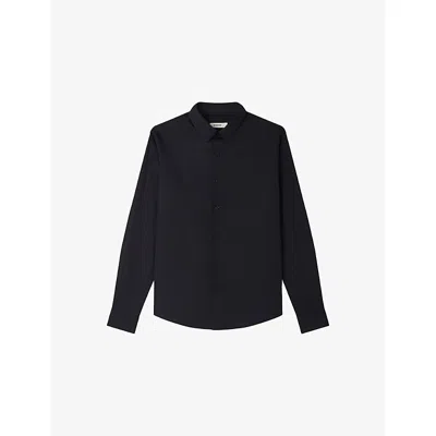 Sandro Mens Black Classic Long-sleeve Cotton-blend Shirt Xs