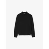 Sandro Mens Midnight Blue High-neck Regular-fit Wool Jumper In Black