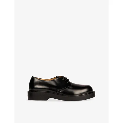 Sandro Mens Black Round-toe Patent-leather Derby Shoes Eur 45 / 11 Uk