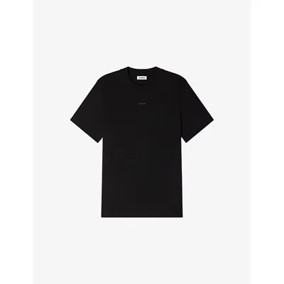 Sandro Mens Black Short-sleeved Cotton-jersey T-shirt