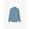 Sandro Mens Bleus Classic Long-sleeve Cotton-blend Shirt In Bleus