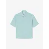 Sandro Mens Bleus Crease-effect Short-sleeved Relaxed-fit Woven Shirt