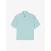 Sandro Mens Bleus Crease-effect Short-sleeved Relaxed-fit Woven Shirt In Light Blue