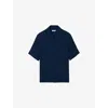 Sandro Mens Bleus Crinkled Micro-pleat Woven Shirt