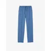 Sandro Mens Bleus Drawstring-waist Straight-leg Wool-blend Trousers