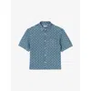 Sandro Mens Bleus Graphic-print Patch-pocket Denim Shirt In Bleus