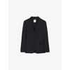Sandro Mens Bleus Lapel-collar Slim-fit Stretch Wool-blend Blazer