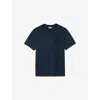 Sandro Mens Midnight Blue Logo-embellished Short-sleeve Cotton T-shirt