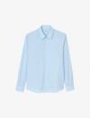 Sandro Mens Bleus Long-sleeved Regular-fit Cotton Shirt