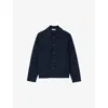 Sandro Mens Bleus Patch-pocket Marl-pattern Knitted Cardigan