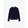 Sandro Mens Textured Crewneck Cotton Knitted Jumper Bleus