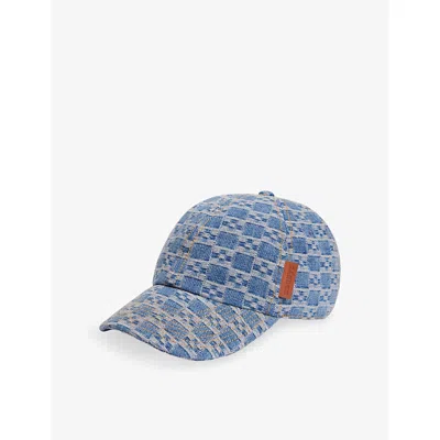 Sandro Mens  Cross-motif Denim Baseball Cap In Blue