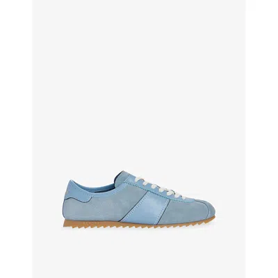 Sandro Mens Blue Sky Leather And Suede Trainers Eur 43 / 9 Uk