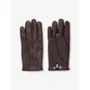 Sandro Mens Bruns Elasticated-cuff Smooth-leather Gloves In Bruns