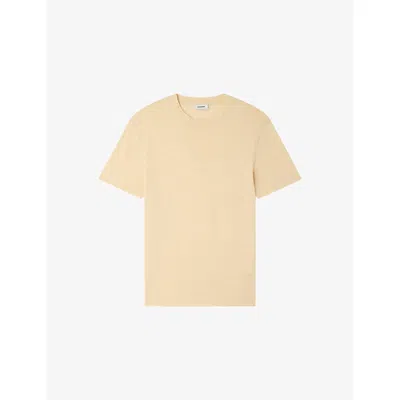 Sandro Mens Butter Cream Crewneck Linen-jersey T-shirt In Neutral