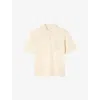 Sandro Mens Butter Cream Rope-embroidered Short-sleeve Knitted Polo In Yellow
