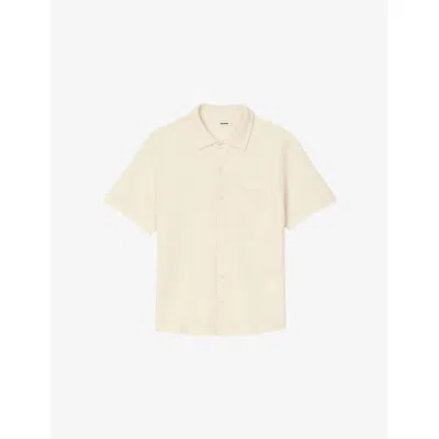 Sandro Mens  Button-down Short-sleeve Waffle Shirt