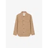 Sandro Mens Camel Square-cross Jacquard Stretch Wool-blend Overshirt In Multi