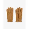 Sandro Mens Camel Stitch-detail Suede Gloves In Brown