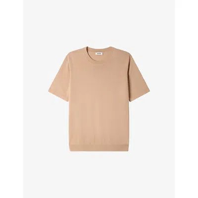 Sandro Pablo Cotton Short Sleeve Knitted Tee In Neutral