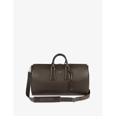 Sandro Mens Caramel Logo-embossed Coated Canvas Weekender Bag In Brown