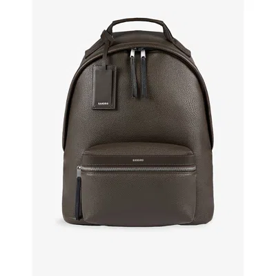 Sandro Mens Caramel Padded Shoulder-strap Coated-canvas Backpack In Brown