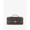 Sandro Mens Caramel Top Handle Grained Faux-leather Wash Bag In Brown