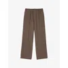 Sandro Mens Chocolate Elasticated-waist Wide-leg Stretch-woven Trousers Xl In Brown