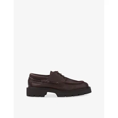 Sandro Mens Chocolate Lace-up Leather Loafers Eur 44 / 10 Uk In Brown