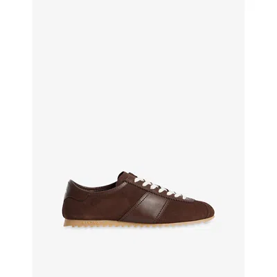 Sandro Mens Chocolate Leather And Suede Trainers Eur 41 / 7 Uk In Brown