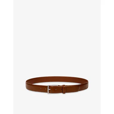 Sandro Mens Cognac Branded-buckle Leather Belt In Brown