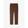 Sandro Mens Cognac High-rise Stretch-jersey Trousers Xl In Brown