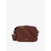 Sandro Mens Cognac Logo-embellished Leather Cross-body Bag In Brown