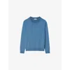 Sandro Mens Blue Office Crewneck Fine-knit Jumper