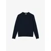 Sandro Mens Navy Blue Crewneck Knitted Wool Jumper In Blue