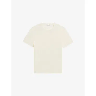 Sandro Mens Naturels Crewneck Linen-jersey T-shirt